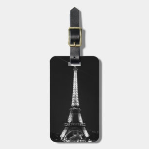Étiquette À Bagage Tour Eiffel Noir & Blanc Paris Nuit
