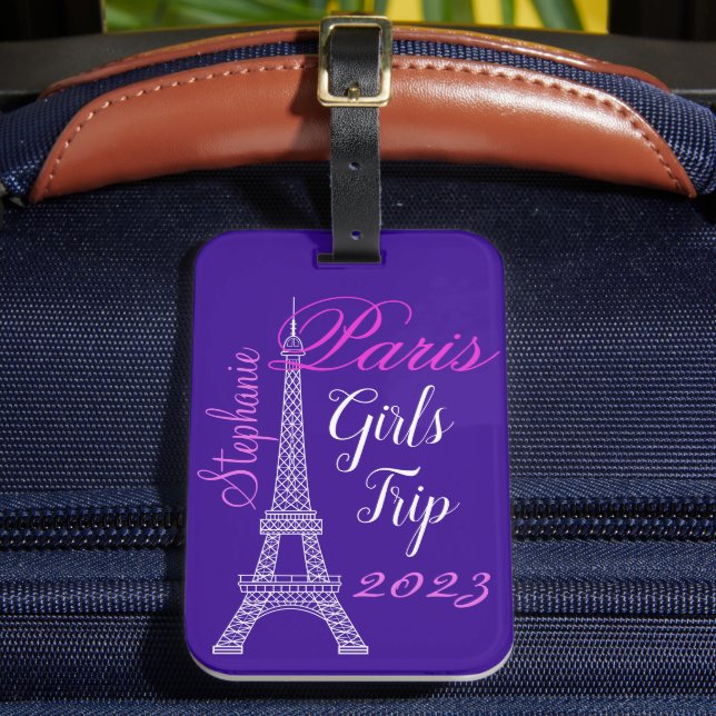 Étiquette À Bagage Tour Eiffel Paris Chic Purple (Insitu Rectoal 2)