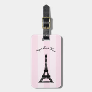 Étiquette À Bagage Tour Eiffel rose parisien chic de noir de rayure