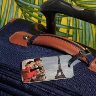 Étiquette À Bagage Touristes vintages à la Tour Eiffel, Paris Vacance