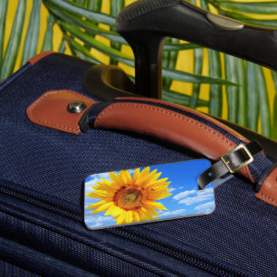 Étiquette À Bagage Tournesol jaune et abeilles sur le ciel bleu - Jou
