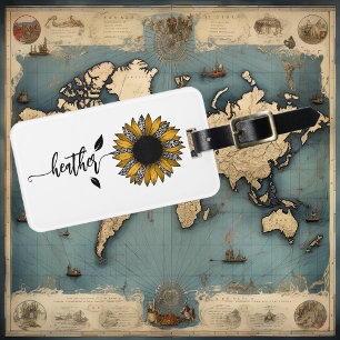 Étiquette À Bagage Tournesol Nom personnalisé Stem