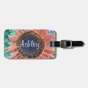 Étiquette À Bagage Tournesol rose Photo florale personnalisée
