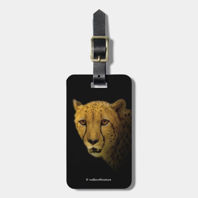 Étiquette À Bagage Traces commerciales avec un magnifique guépard (Devant Vertical)