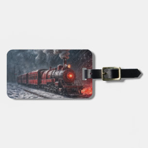 Étiquette À Bagage Train vintage En Neige