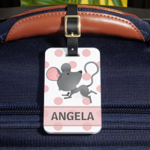 Étiquette À Bagage Tranquille en souris mignonne Pois personnalisés