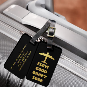 Étiquette À Bagage Travel Funny "Flew Good Didn’Suck" et avion