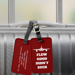Étiquette À Bagage Travel Funny "Flew Good Didn’Suck" et avion