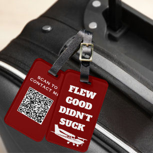 Étiquette À Bagage Travel Funny "Flew Good Didn’Suck" et avion