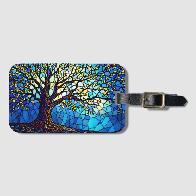 Étiquette À Bagage Tree of Life Shattered Glass Mosaic (Devant Horizontal)