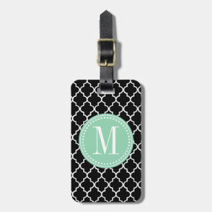 Étiquette À Bagage Trellis marocain noir chic personnalisé