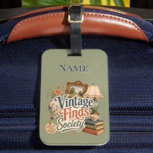 Étiquette À Bagage Trésors de Cottage Vintage Vert