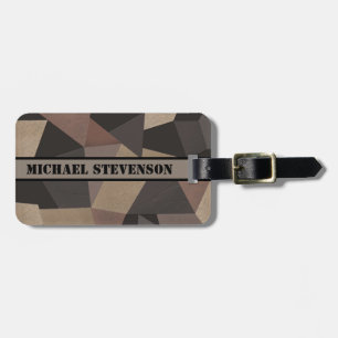 Étiquette À Bagage Triangles polygonaux géométriques imprimés beige b