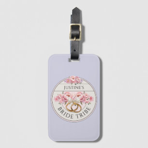 Étiquette À Bagage Tribu de mariée fleurs violettes personnalisées
