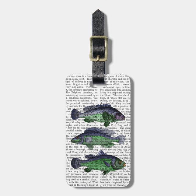 Étiquette À Bagage Trio poisson bleu et vert (Devant Vertical)