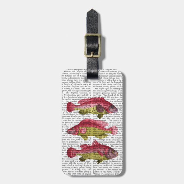 Étiquette À Bagage Trio poisson Imaginaire rouge et jaune (Devant Vertical)