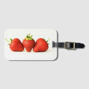 Étiquette À Bagage Trois fraises sur blanc bc ltcnm