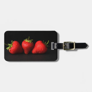 Étiquette À Bagage Trois Fraises Sur Cd Noir Ltcnm