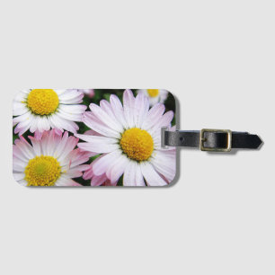 Étiquette À Bagage Trois marguerites rose et blanc