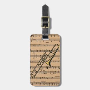 Étiquette À Bagage Trombone avec l'arrière - plan de musique de