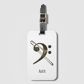 Étiquette À Bagage Trombone Bass Clef Music ID d'instrument