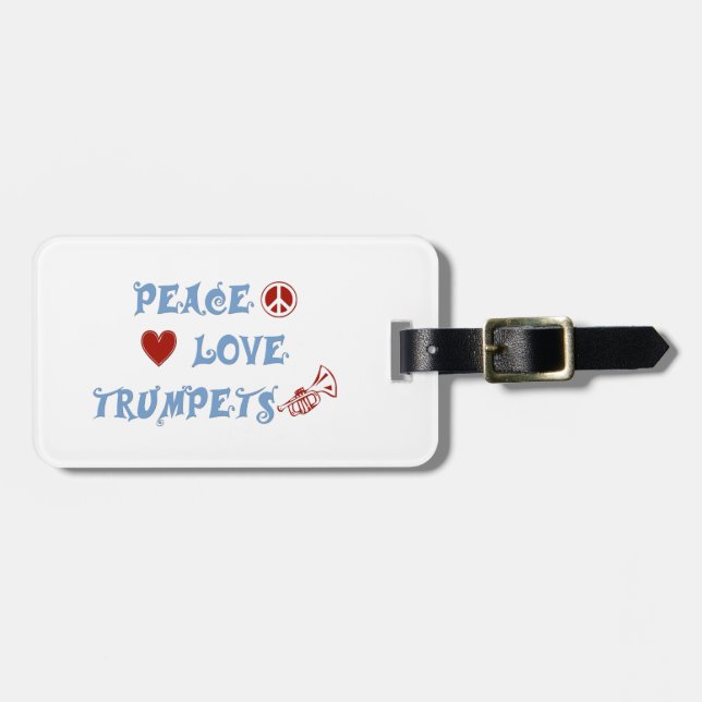 Étiquette À Bagage Trompettes d'amour de paix (Devant horizontal)