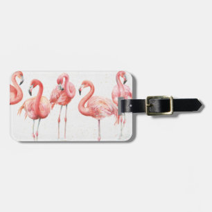 Étiquette À Bagage Tropical Famille des Flamants roses