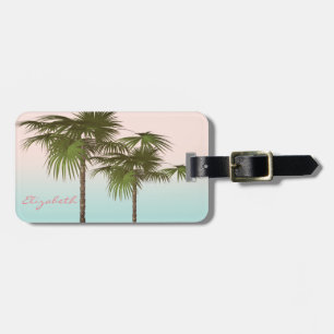 Étiquette À Bagage Tropical Girly Moderne, Palmier