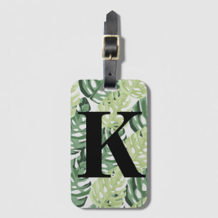 Étiquette À Bagage Tropical Green Jungle Monstera Feuille Motif