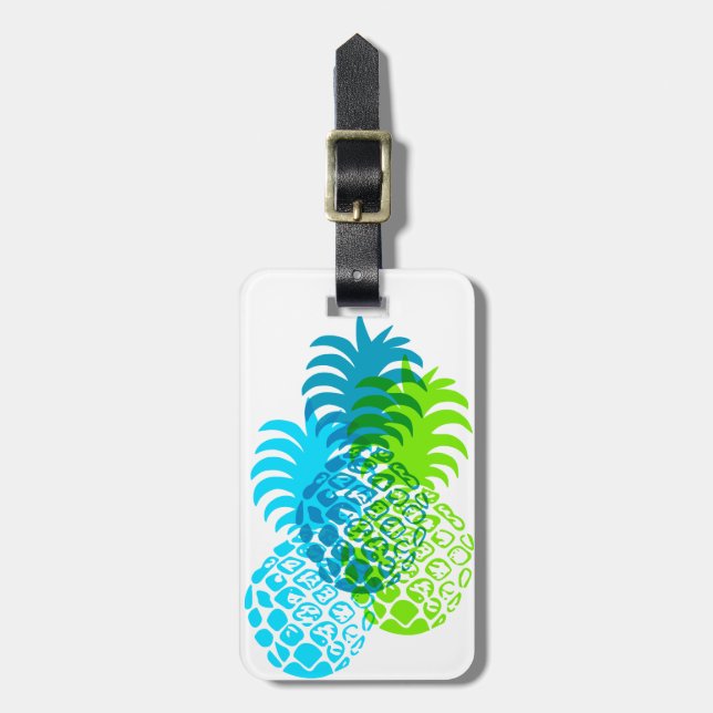 Étiquette À Bagage Tropical hawaïen d'ananas de Momona (Devant Vertical)