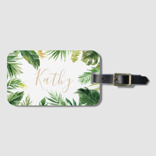 Étiquette À Bagage Tropical Palm Leaf Hawaii Travel Nom personnalisé