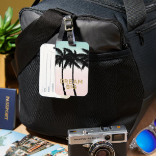 Étiquette À Bagage Tropical Palm Trees Pink Mint Dream