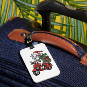 Étiquette À Bagage Trottinette à cheval de Noël drôle Design vintage_