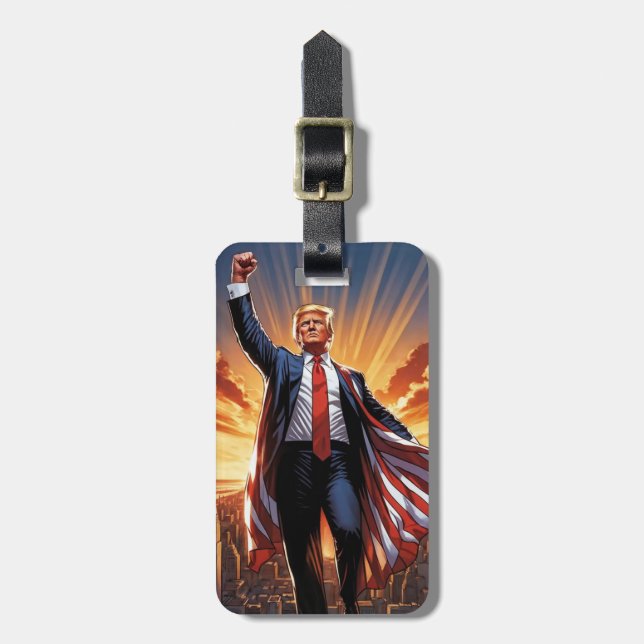 Étiquette À Bagage Trump le titre de bagage du super-héros américain" (Devant Vertical)