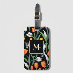 Étiquette À Bagage Tulipes artistiques graphiques en gras