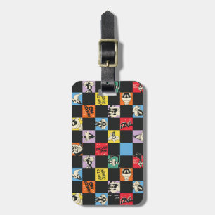 Étiquette À Bagage TUNES LOONEY™ en noir et blanc en Checker coloré