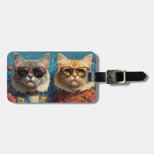 Étiquette À Bagage Turc Angora Chat avec coeur Rose Saint Valentin