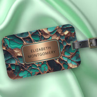 Turquoise Abstrait et or avec plaque signalétique