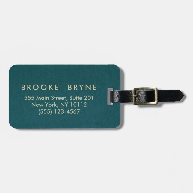 Étiquette À Bagage Turquoise bleu moderne minimaliste professionnel (Devant horizontal)