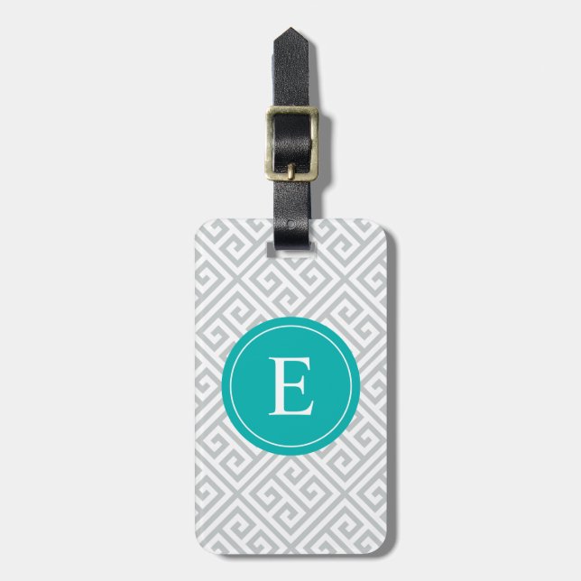 Étiquette À Bagage Turquoise et étiquette grecque grise de bagage de (Devant Vertical)