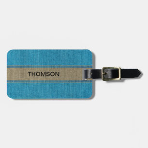 Étiquette À Bagage Turquoise Gold Denim Jeans Fabric Infos personnali