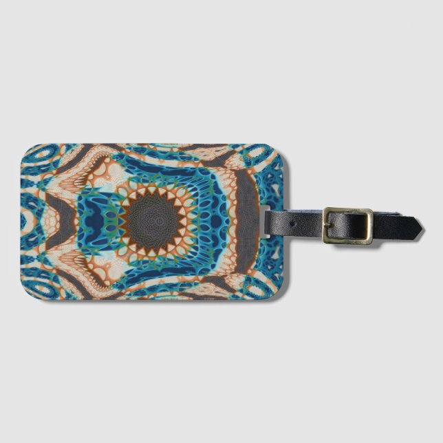 Étiquette À Bagage Turquoise Gold Sun Southwestern Art (Devant Horizontal)