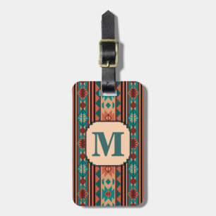 Étiquette À Bagage Turquoise Terracotta Monogram
