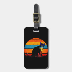 Étiquette À Bagage Tuxedo Chat Retro Style Sunset Vintage
