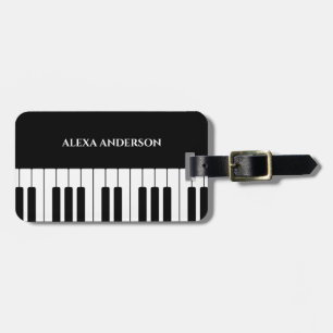 Étiquette À Bagage Tuyaux Piano Noir et blanc Nom personnalisé