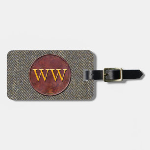 Étiquette À Bagage Tweed exécutif de voyage + Monogramme fait sur