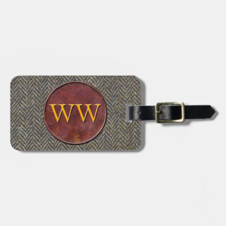 Étiquette À Bagage Tweed exécutif de voyage + Monogramme fait sur