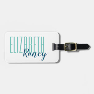 Étiquette À Bagage Type de gras simple Aqua Blue