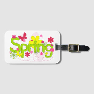 Étiquette À Bagage Typographie de jardin printanier Fleurs Papillons