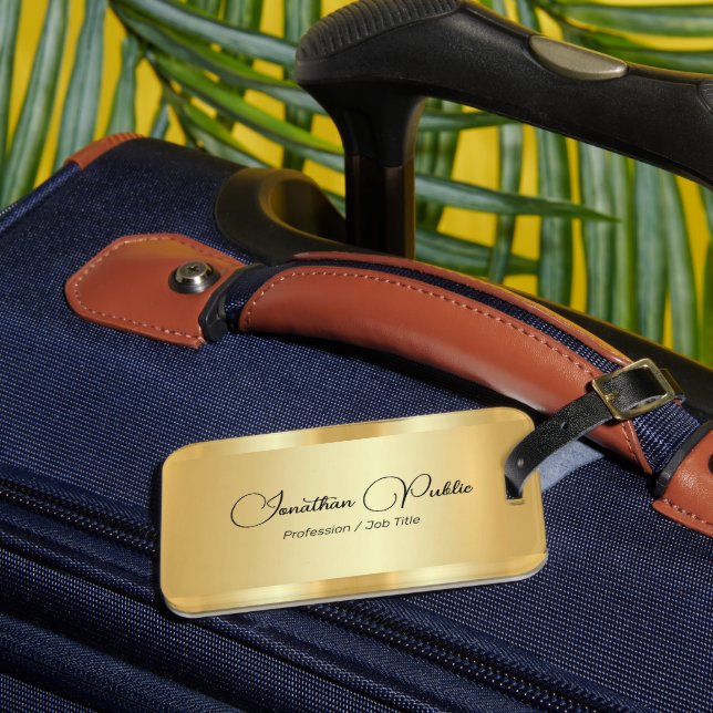 Étiquette À Bagage Typographie du script Faux Gold Personnalisé (Insitu Rectoal 3)